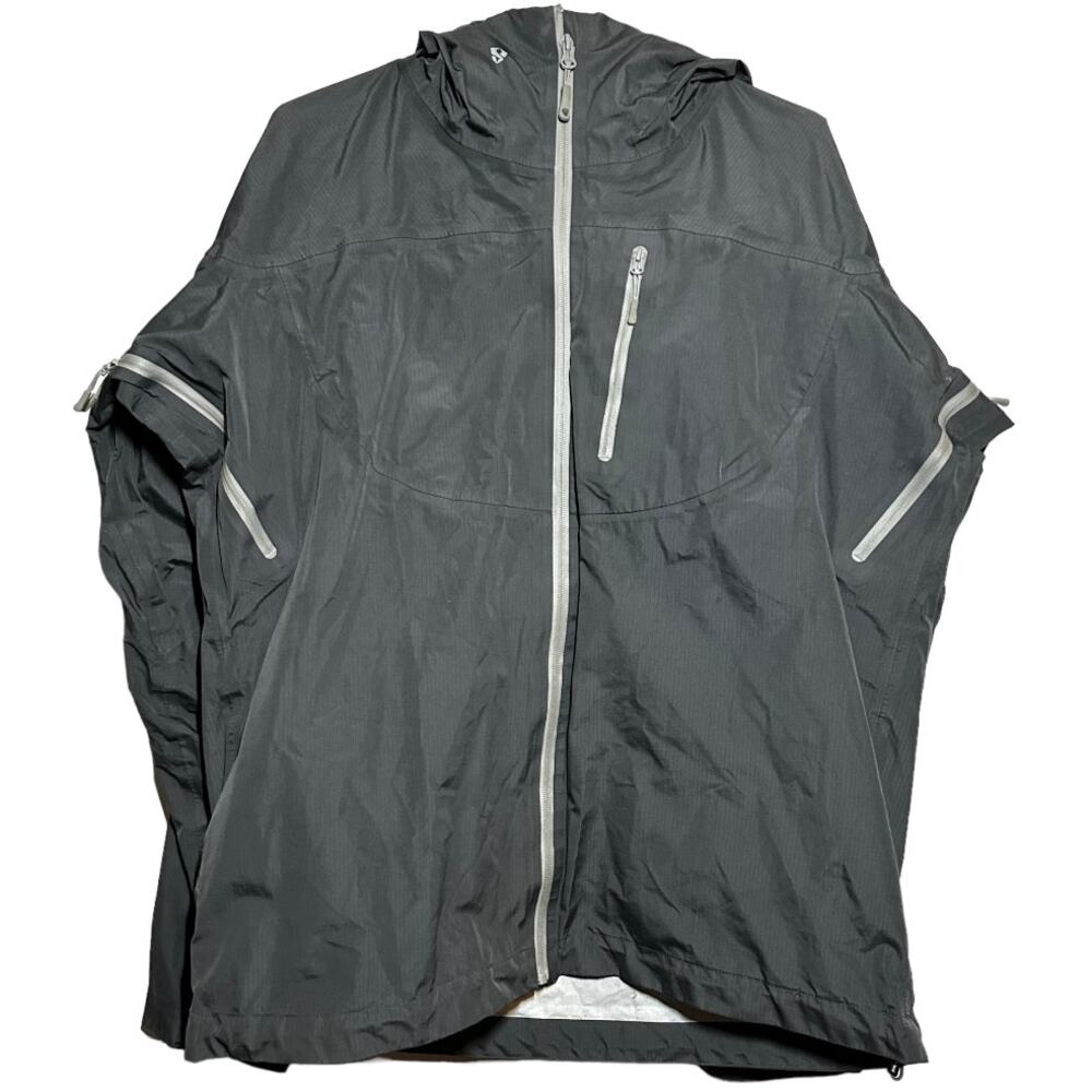 Stoic Windbreaker Jacket Water Repellent Shell Full Zip Hooded Zip Pockets Gray